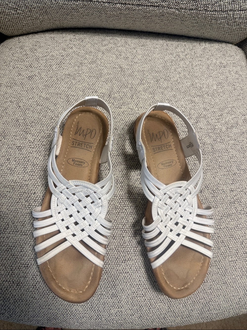 Impo Stretch Women's White Braided Slingback Sandals